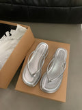 kamames Sandwiched Herringbone Slippers Women's Shoes 2024 New Summer Heightened Thick-Soled Beach Sandals