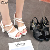 kamames high heels sandals women thick platform shoes Woman Cross Platform Sandals Roman Ladies Shoes Gladiator Heel Pumps white