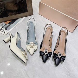 kamames High-Heeled Sandals Buckle, Bow Tie Buckle, Summer New High-Heeled Shoes, Shallow Mouth And Large Size Sandals