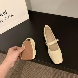 kamames Gentle Wind Evening Shoes Shallow Mouth Square Head Thick Heels Grandma Shoes With Skirt Fairy Style Soft Soles