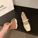 kamames Gentle Wind Evening Shoes Shallow Mouth Square Head Thick Heels Grandma Shoes With Skirt Fairy Style Soft Soles