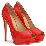 kamames Heel Waterproof Platform Fish Mouth High Heels Mirror Gold And Silver Red Naked Black Lacquered Leather Shoes Chengdu