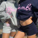kamames Girls Fashion Flanging Waist Line Hit Color Bow Knot Printed Flower Low-Waist Shorts Slim Casual Knitted Pants