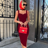 kamames Dress 2022 Summer New Women's Royal Blue Bodycon Dress Elegant Sexy Black Pink Evening Party Club Dress High Quality New