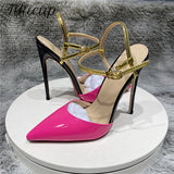 kamames Rose Women Pointed end Slingback Sandals 10cm High Heel Stiletto Ladies Jelly 12cm Party Shoes Pink Black LX019 Roviciya