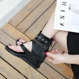 kamames Heel Sandals Women's Summer Chain Roman Toe Sandals Women's Fashionable Casual Shoes