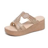 kamames Heels For Women Wearing Slippers, Thick Soles, Water Drill Sandals, Summer Flat Soles, Roman Shoes, Small People, Heightened Sandals.