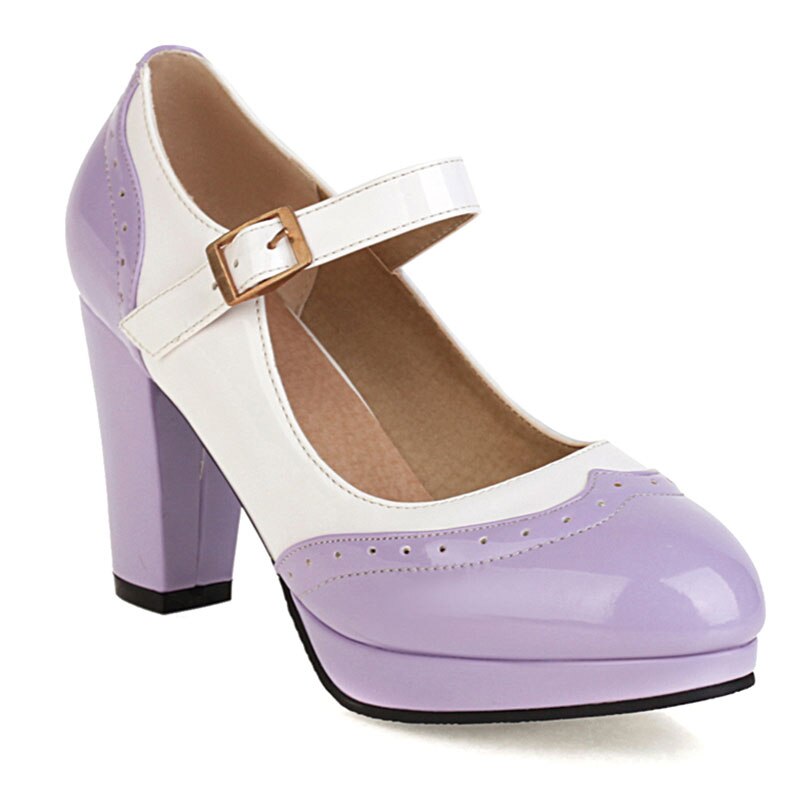 kamames Sgesvier Hot sale 2021 fashion women pumps shoes square high heels round toe spring summer Mary Jane platform shoes big size 48