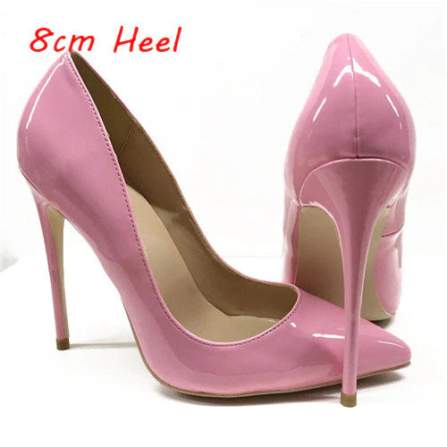 kamames fashion shallow 12cm high heels pumps patent leather PU sexy ladies dress party wedding club women shoes QP060 ROVICIYA