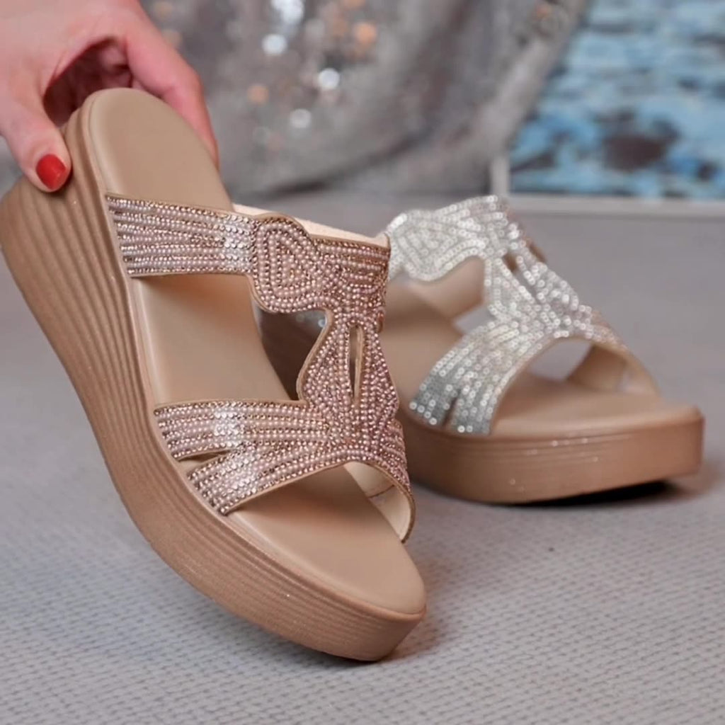 kamames Heels For Women Wearing Slippers, Thick Soles, Water Drill Sandals, Summer Flat Soles, Roman Shoes, Small People, Heightened Sandals.