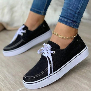 kamames Planos Canvas Shoes Women 2022 New Arrival Autumn Plus Size Lace Up Flats Women Platform Casual Shoes Zapatillas Mujer