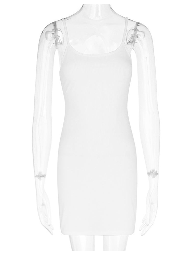 kamames Dress for Women White Spaghetti Strap Sleeveless A Line Mini Dresses y2k Clothes 2000s Aesthetic Dress Beach Wear