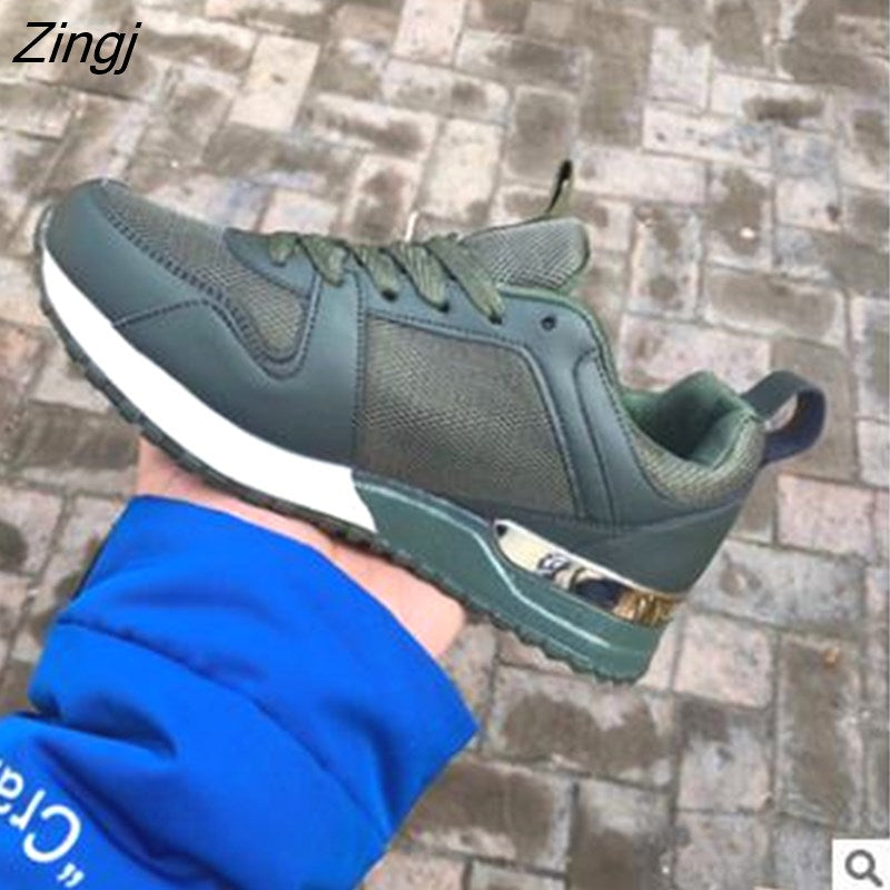 kamames Fashion Women's Sneakers Leopard Print Leather Thick Bottom Increased Sneakers Casual Comfortable Sports Shoes For Ladies