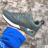 kamames Fashion Women's Sneakers Leopard Print Leather Thick Bottom Increased Sneakers Casual Comfortable Sports Shoes For Ladies