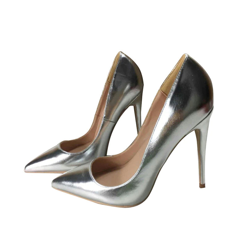 kamames Pumps Pointed Toe high heels 12 cm Women Shoes Prom Wedding Shoes Brand Designer Stiletto Shallow Gold YG018 ROVICIYA