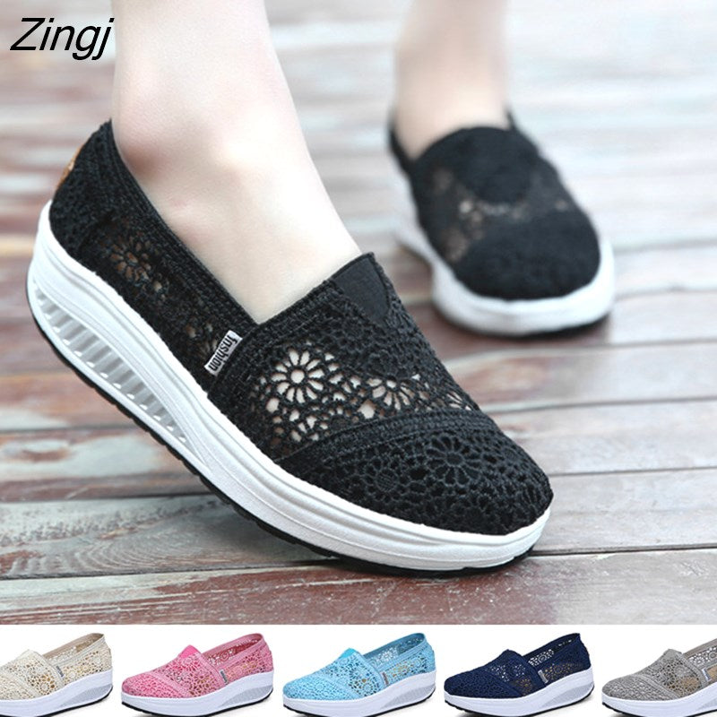 kamames Fashion Women's Thick-soled Breathable Mesh Non-slip Sports Fitness Rocker Ladies Sneakers Walking Shake Shoes