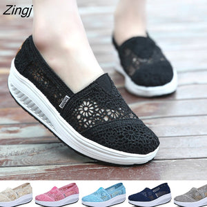 kamames Fashion Women's Thick-soled Breathable Mesh Non-slip Sports Fitness Rocker Ladies Sneakers Walking Shake Shoes