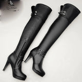 kamames Sgesvier 2021 Black High Heels Over The Knee Boots Women Platform Thigh High Boots Autumn Winter Long Boots Shoes Sexy White