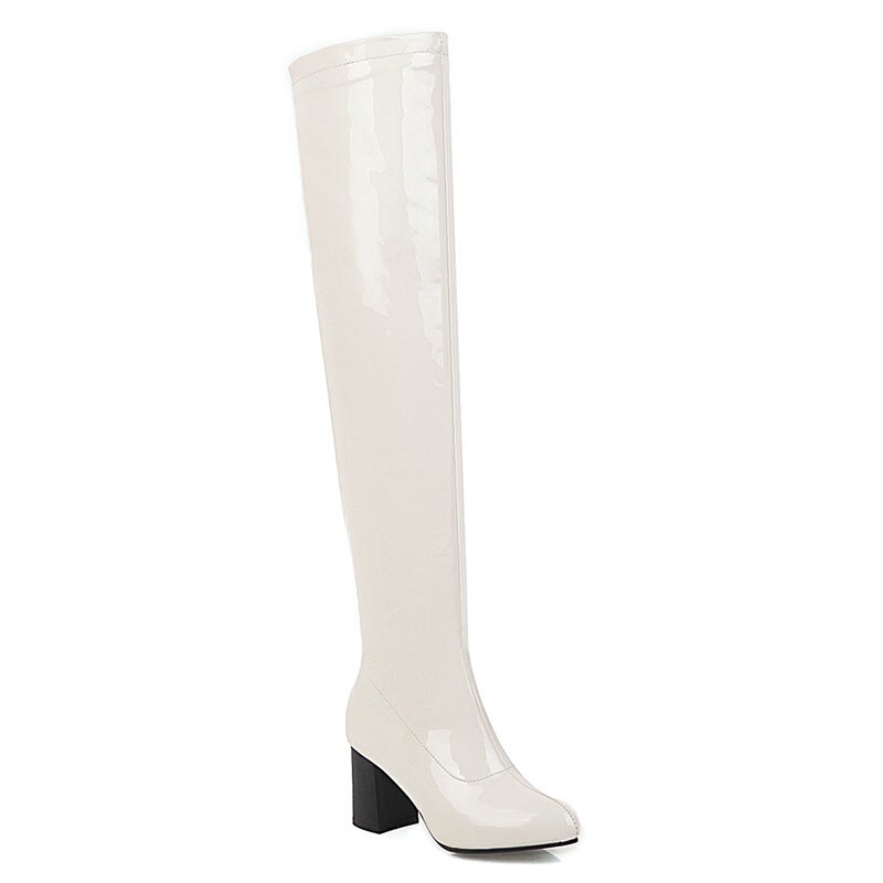 kamames Sgesvier Fashion Over the Knee Boots Women Orange Red Yellow Green Thigh High Boots Square High Heels Party Shoes Lady Plus Size
