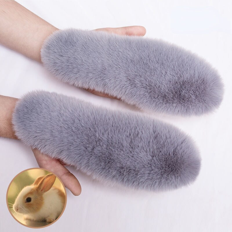 kamames Rabbit Fur Insoles Winter Soft Thick Warm Fluffy Shoe Accessories Plush Insole Cotton Insole Men Women Warm Insole
