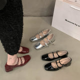 kamames Red Mary Jane Shoes For Women's Shoes 2023 New Summer French Evening Black Spring And Autumn Single Shoes