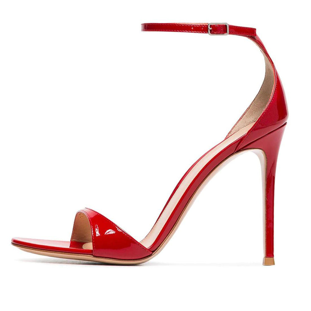 kamames Red Lacquered Leather Super High Heel Sandals Large Size Fashion Women's Shoes Chengdu