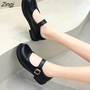 kamames Fashion Buckle Bow Platform Mary Jane Shoes for Women Thick Heel Square Toe Lolita Shoes Woman Lovely Cosplay Heels Lady