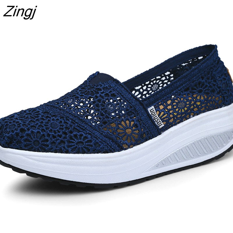 kamames Fashion Women's Thick-soled Breathable Mesh Non-slip Sports Fitness Rocker Ladies Sneakers Walking Shake Shoes