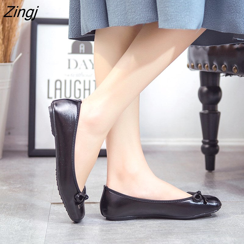 kamames Flats Women Shoes Casual Women Flats Soft Elegant Ladies Boat Shoes Slip-on Woman Ballet Flats Black Gold Grey A1375