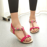 kamames Sandals Women's 2024 Summer Korean Version Of The New Flat-Bottomed Water Drill Sandals Pregnant Shoes Student Shoes Sandals