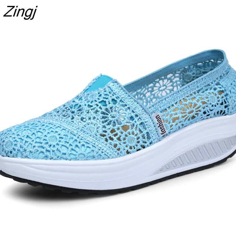 kamames Fashion Women's Thick-soled Breathable Mesh Non-slip Sports Fitness Rocker Ladies Sneakers Walking Shake Shoes