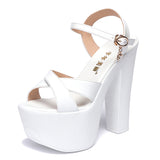 kamames Heel Sandals Thick-Soled Catwalk Shoes Super High Heel Waterproof Platform 15Cm Nightclub Women's Shoes Large Size Hate Banquet Sandals