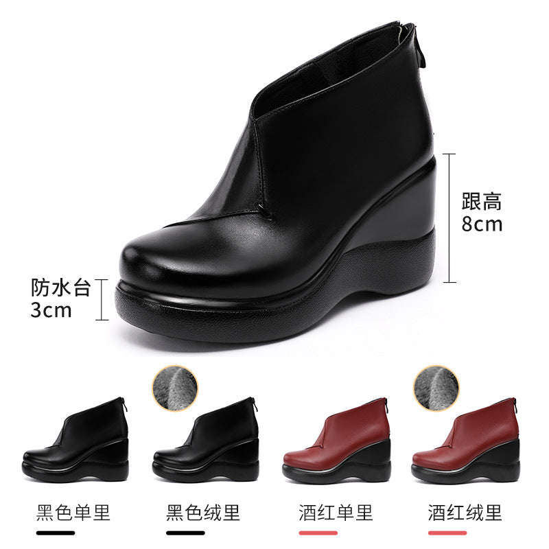 kamames Head Slope With Martin Shoes 2023 Autumn And Winter New Muffin Thick-Soled Waterproof Platform Velvet Thicker Large Size Short Boots