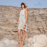 kamames Sexy Striped Dress Blue Crochet Tunic Elegant Sleeveless Women Summer Dress Beach Wear Swim Suit Cover Up Q1255