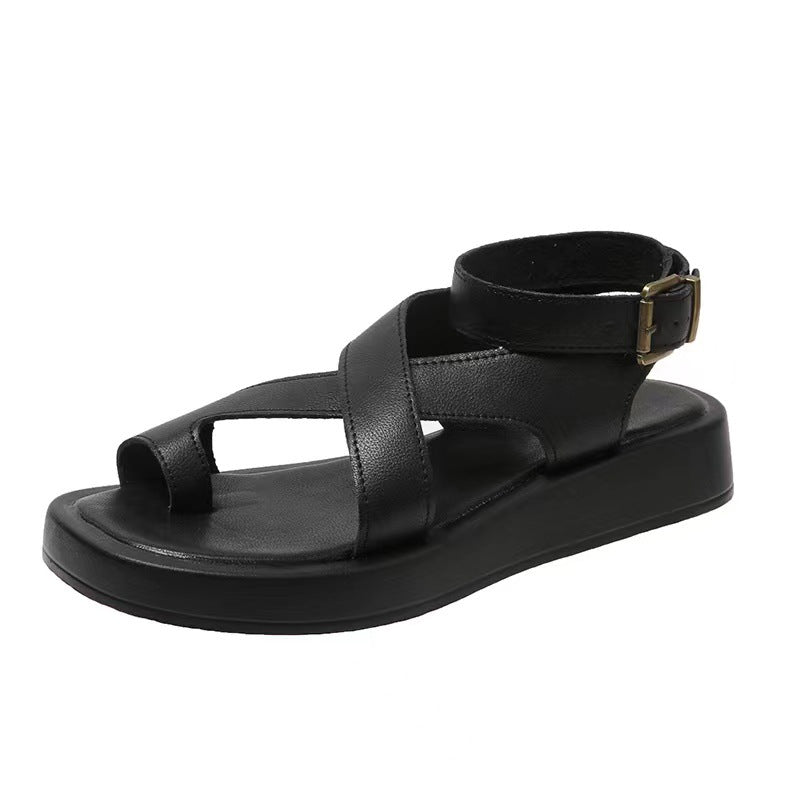 kamames Sandals 2023 Summer New Thick-Soled Leisure Large-Size Toe-Raising Shoes Roman Women's Sandals