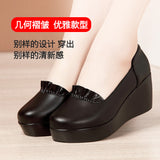 kamames Head, Soft Soles, Middle-Aged, Middle-Aged, Single Shoes, Women's Waterproof Table, Thick Soles, Medium Heels, Large Slope Heels, Women's Shoes.