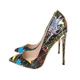 kamames Graffiti Colorful Women Pumps Sexy Women High Heels Wedding Party Women Shoes Stilettos 12 cm QP026 ROVICIYA