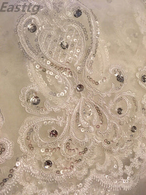 kamames Real picture White Ivory 3.5m cathedral Long Wedding Veil Sparkling Crystal Bridal Veil Lace Wedding Accessories Metal Comb