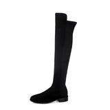 kamames Heel Knee High Boots Women Soft Flock Leather Over The Knee Boots Slip On Autumn Winter Fashion High Boots Shoes