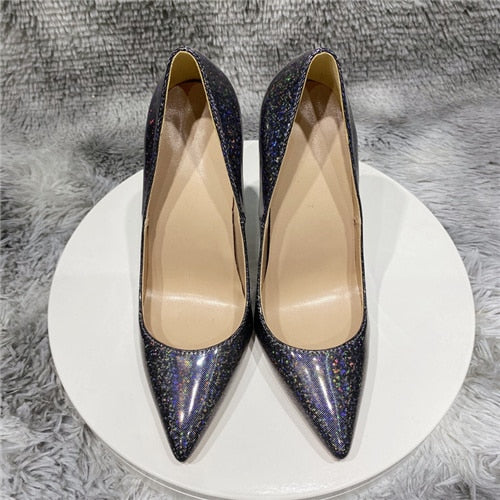 kamames elegant advanced women shoes 8cm 10cm 12cm high thin heels handmade sky pattern daily wear concise pumps QP146 ROVICIYA