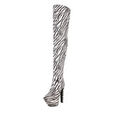kamames Sexy Stiletto Women Over The Knee Boots Platform Super High Heel Thigh Boots PU Leather Pointed Toe Zipper Fall Winter Shoe