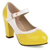kamames Sgesvier Hot sale 2021 fashion women pumps shoes square high heels round toe spring summer Mary Jane platform shoes big size 48