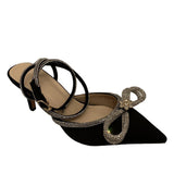 kamames Sandals 2024 Spring Style Ladies Diamond Bow Tie Women's Shoes Thin Heel Baotou French Style