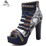 kamames Sgesvier 2019 Platform High Heels Gladiator Sandals Women Pumps Red Rome Chains Ankle Boots Summer Ladies Shoes Peep Toe G269