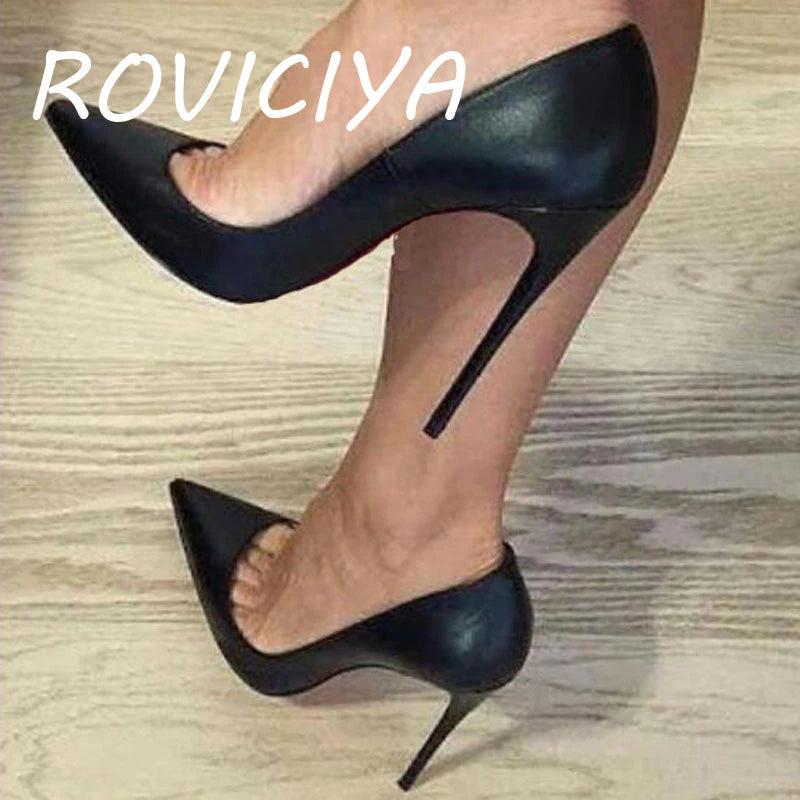 kamames pumps pointed toe 12cm high heels sexy shallow women shoes party evening shoes metal heel 10cm 8cm YG041 ROVICIYA