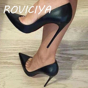 kamames pumps pointed toe 12cm high heels sexy shallow women shoes party evening shoes metal heel 10cm 8cm YG041 ROVICIYA