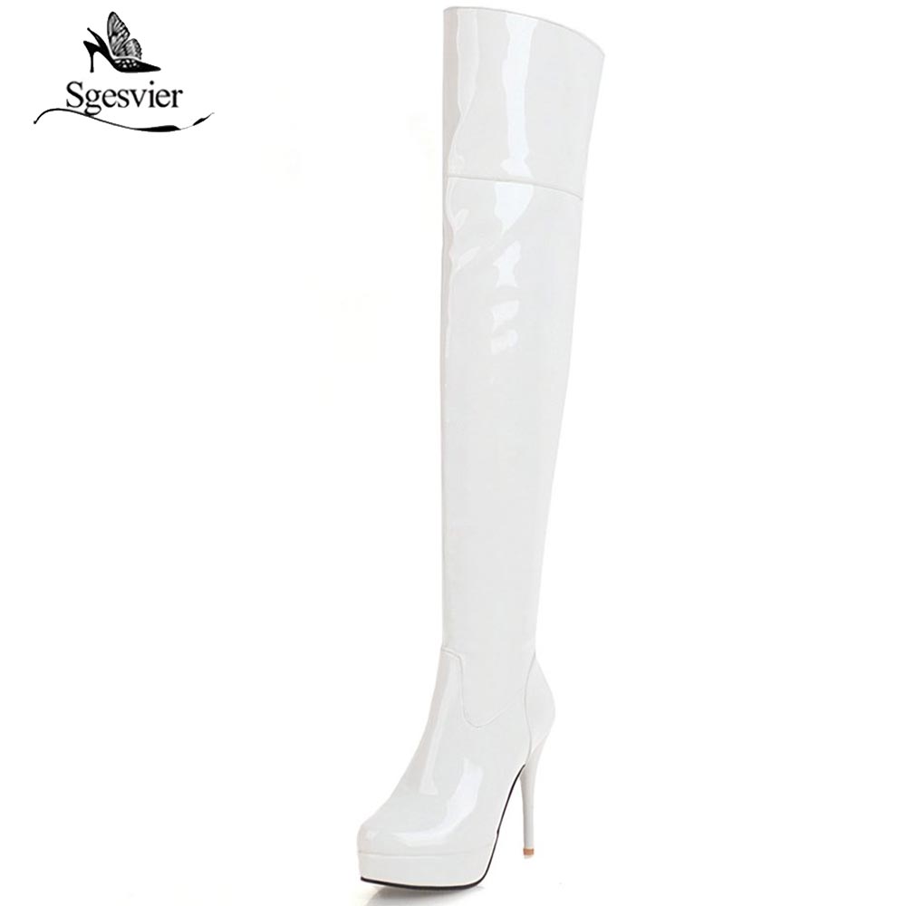 kamames Fashion Thigh High Boots Women Autumn Winter Sexy Platform High Heels Over Knee Boots Fetish Red White Shoes Woman Plus Size 48
