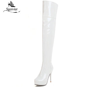kamames Fashion Thigh High Boots Women Autumn Winter Sexy Platform High Heels Over Knee Boots Fetish Red White Shoes Woman Plus Size 48