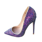 kamames Glitter Shiny Women Shoes High Heel 12 cm Stilettos Pointed Toe Women Pumps Chaussure Femme Talon Sexy LF001 ROVICIYA