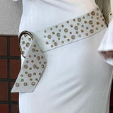 kamames Girls Fashionable Retro Rivet Ring PU Leather Belt 2024 Sexy Waist Elastic Waist Seal Accessories Belt